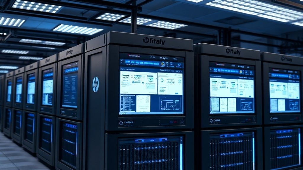 دیتاسنتر مدرن با سرورهای HP در حال اجرای نرمافزار مجازیسازی